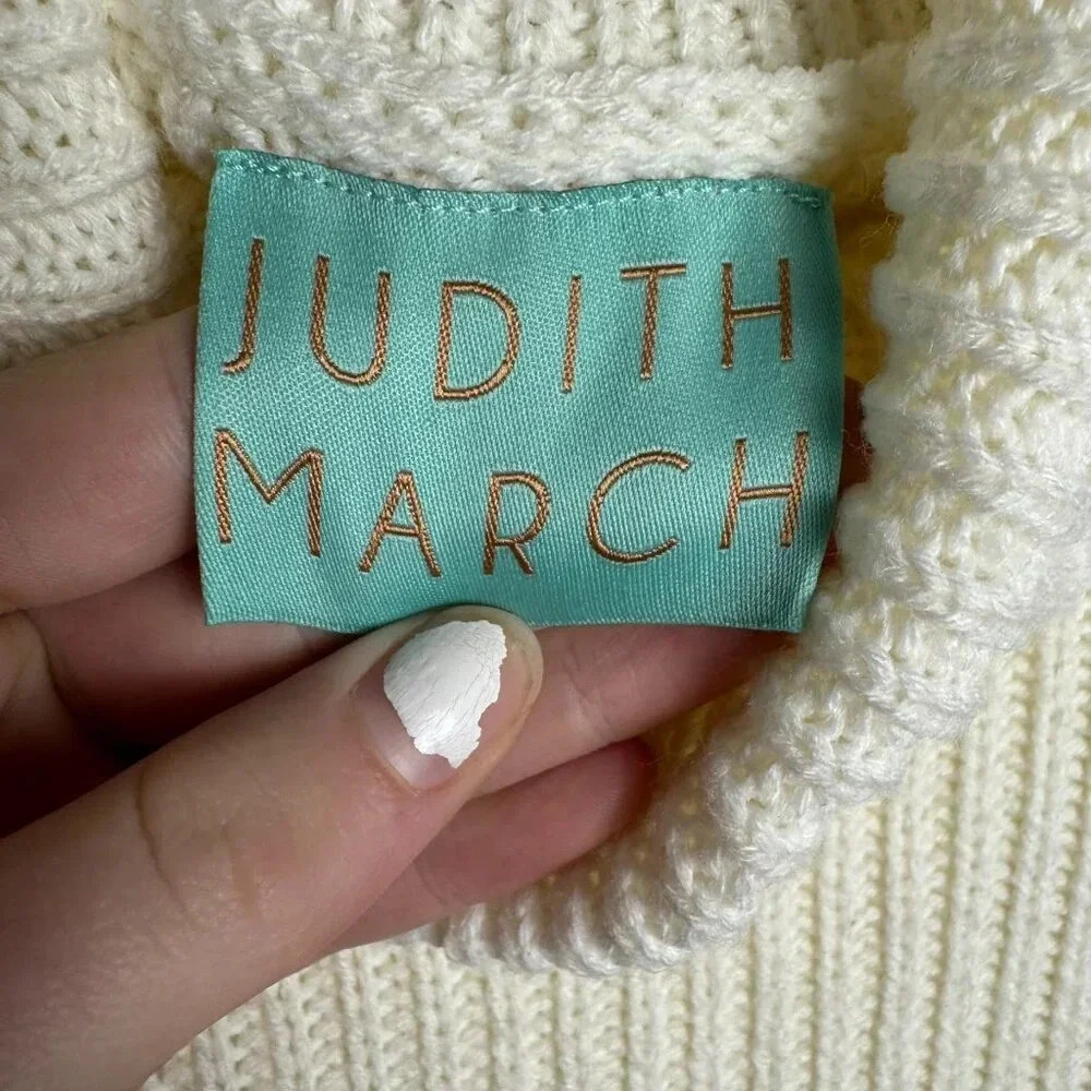 Judith March ivory cropped balloon sleeve sweater fits like medium K19 - Picture 3 of 6